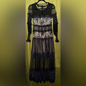 For Love And Lemons Black Lace Dress, S